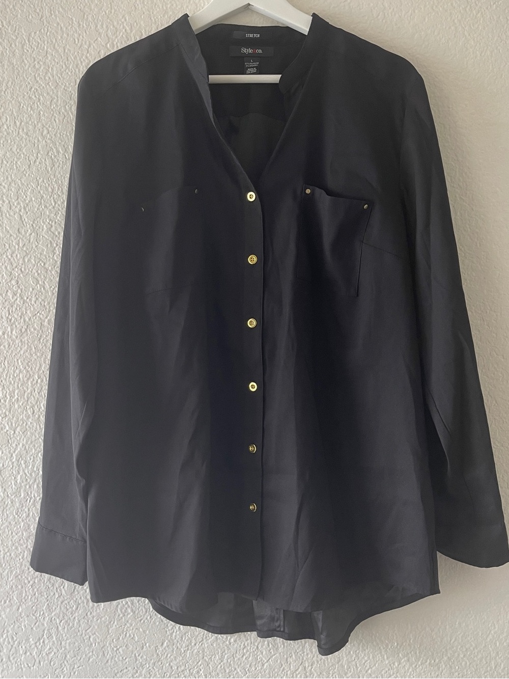 Style & Co. Black Button-Front Shirt